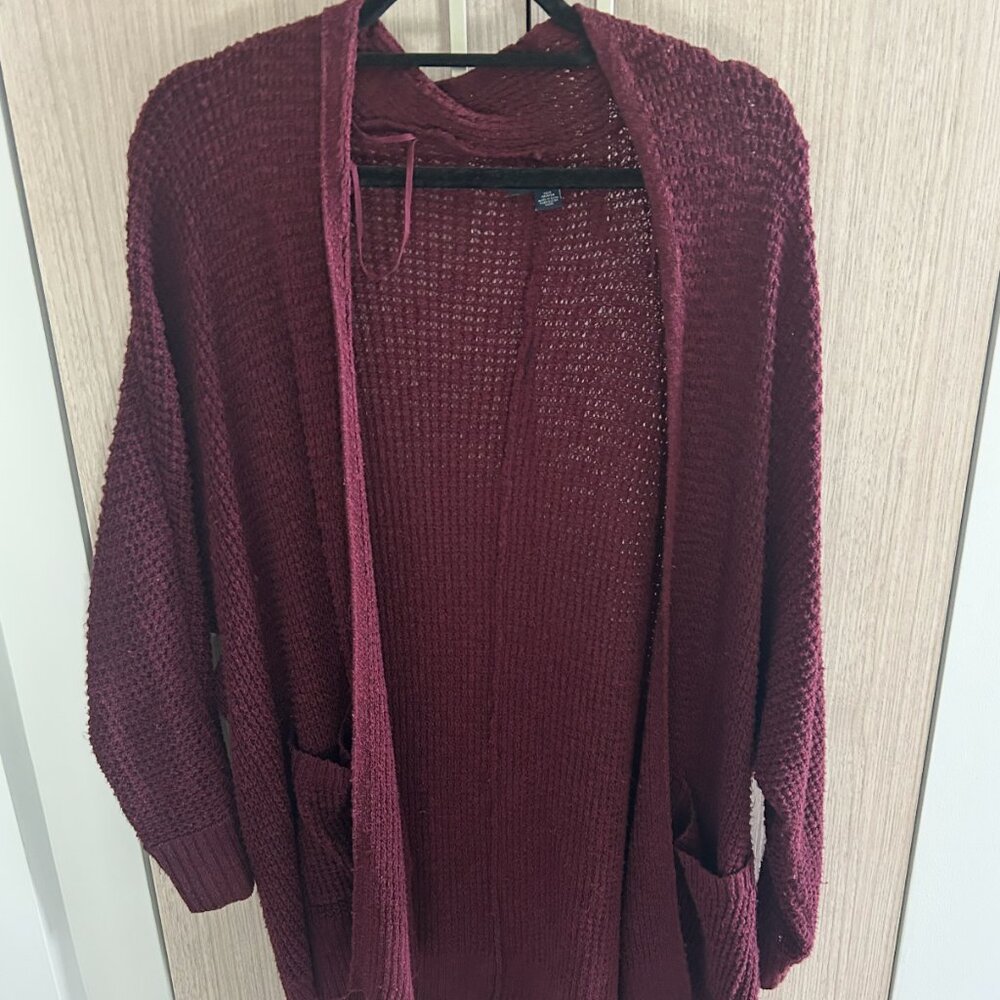 American Eagle Burgundy / Maroon Open Front Cardigan (XS)